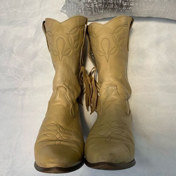 Laredo Tan Brown Tassel Pointed Toe Leather Western Rodeo Cowgirl Boots SZ 5.5M - Picture 5 of 11